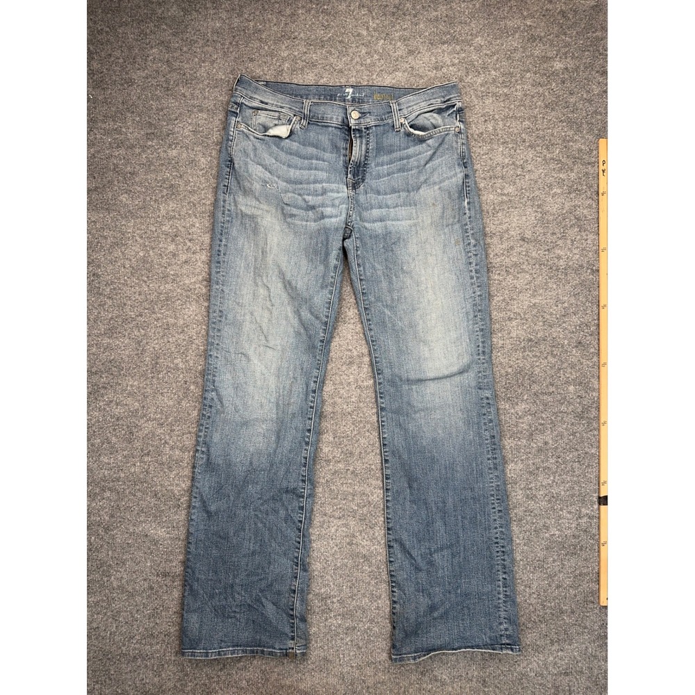 7 For All Mankind Bootcut Blue Jeans Mens 36 Medium Wash A Pocket Distressed